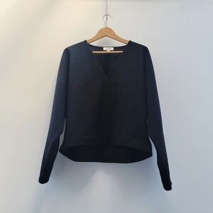 COS Black Wool Batwing Jumper Top Size Medium Minimalist Neutral Modern Work Top